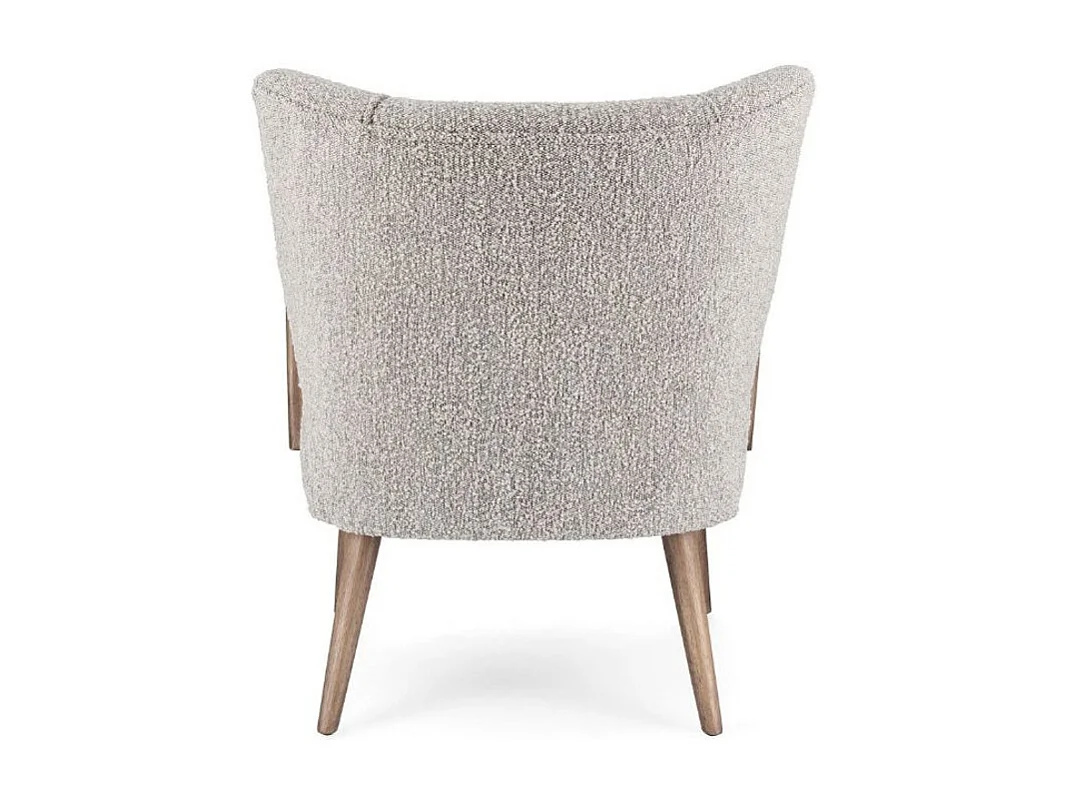 Sillón Ritaz de tela efecto lana gris y madera de caucho