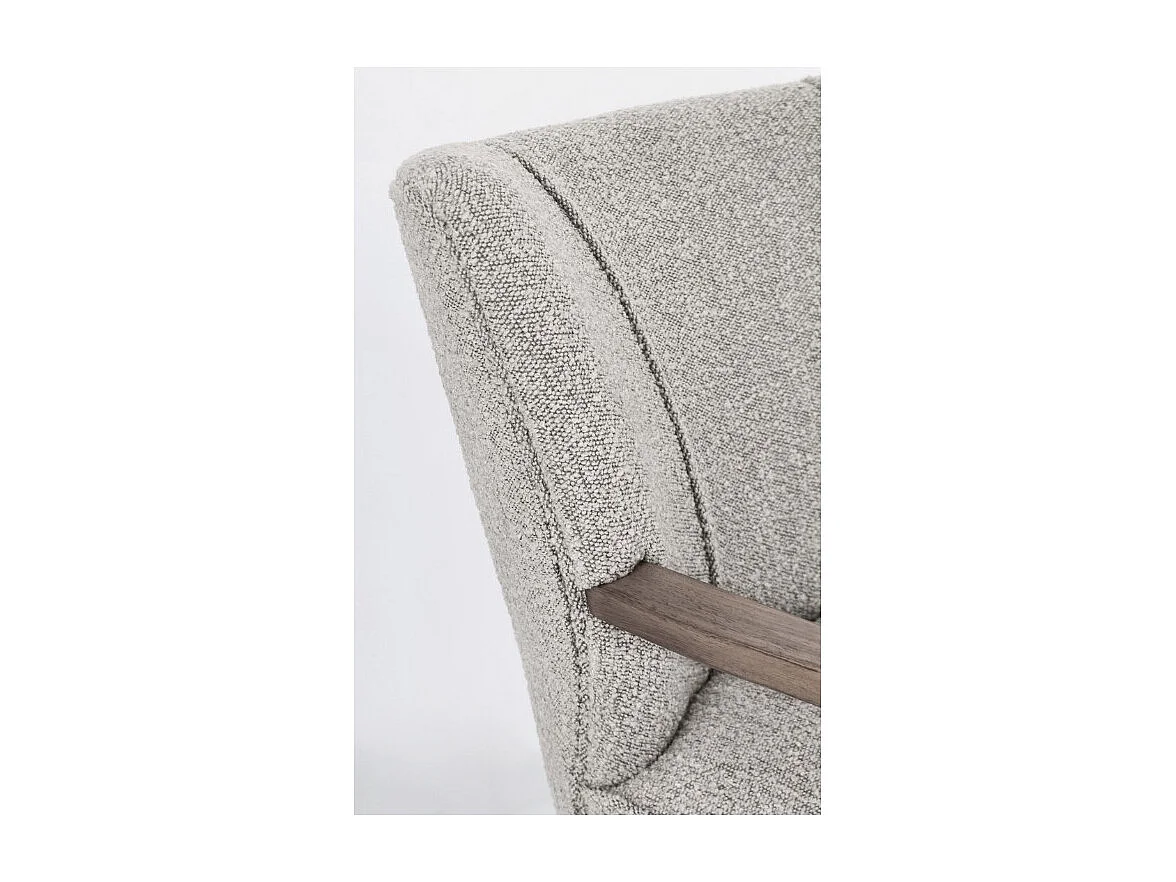 Sillón Ritaz de tela efecto lana gris y madera de caucho
