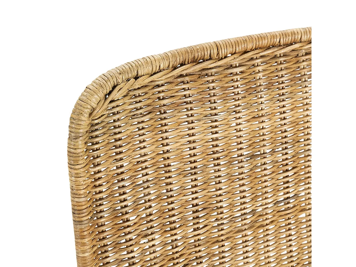 Fauteuil design en osier naturel et pieds métal noir DRIZO– intérieur et extérieur