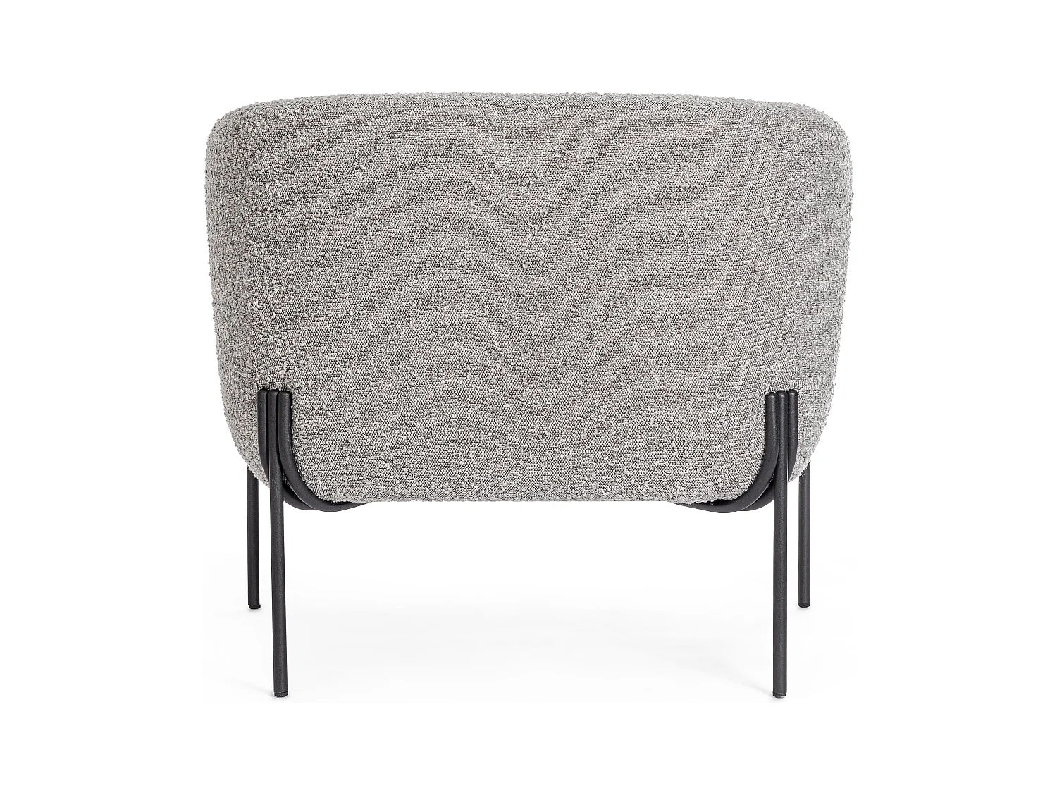 Fauteuil moderne tissu doux bouclé gris et pieds acier noir Klody 78cm