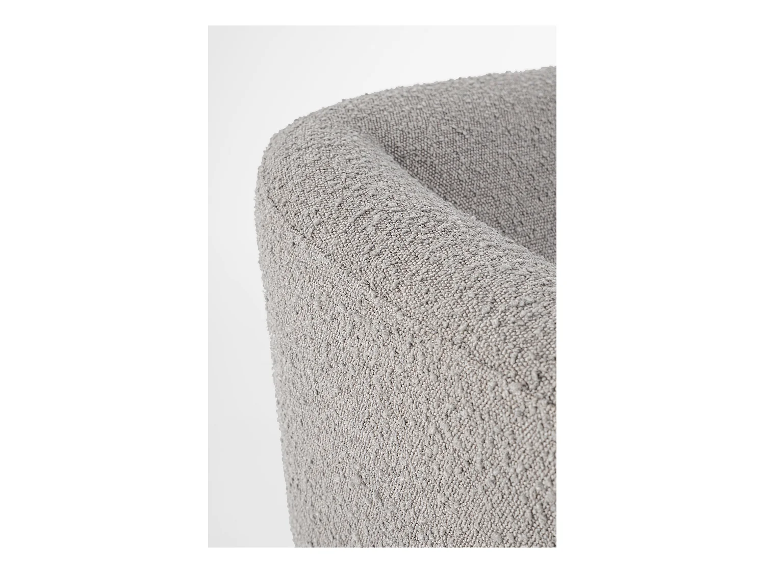 Fauteuil moderne tissu doux bouclé gris et pieds acier noir Klody 78cm