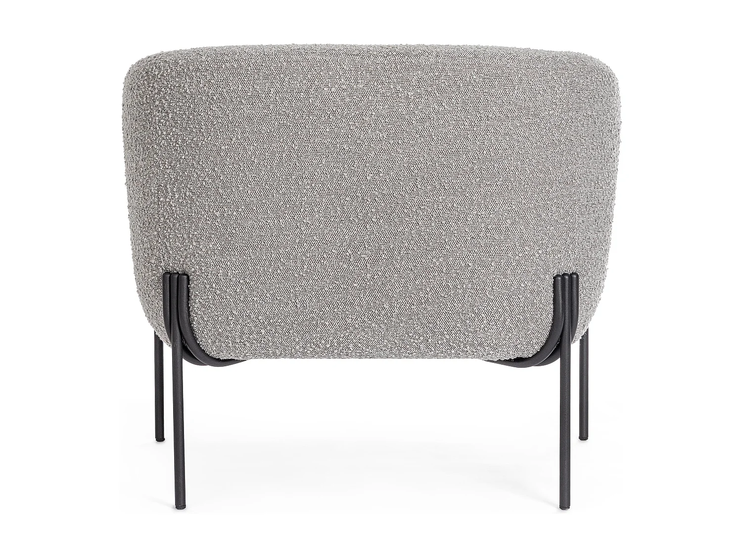 Fauteuil moderne tissu doux bouclé gris et pieds acier noir Klody 78cm