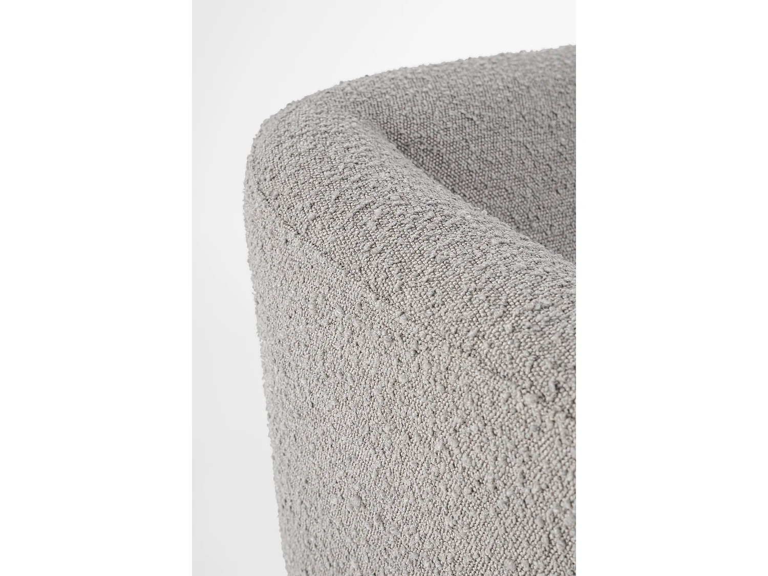 Fauteuil moderne tissu doux bouclé gris et pieds acier noir Klody 78cm