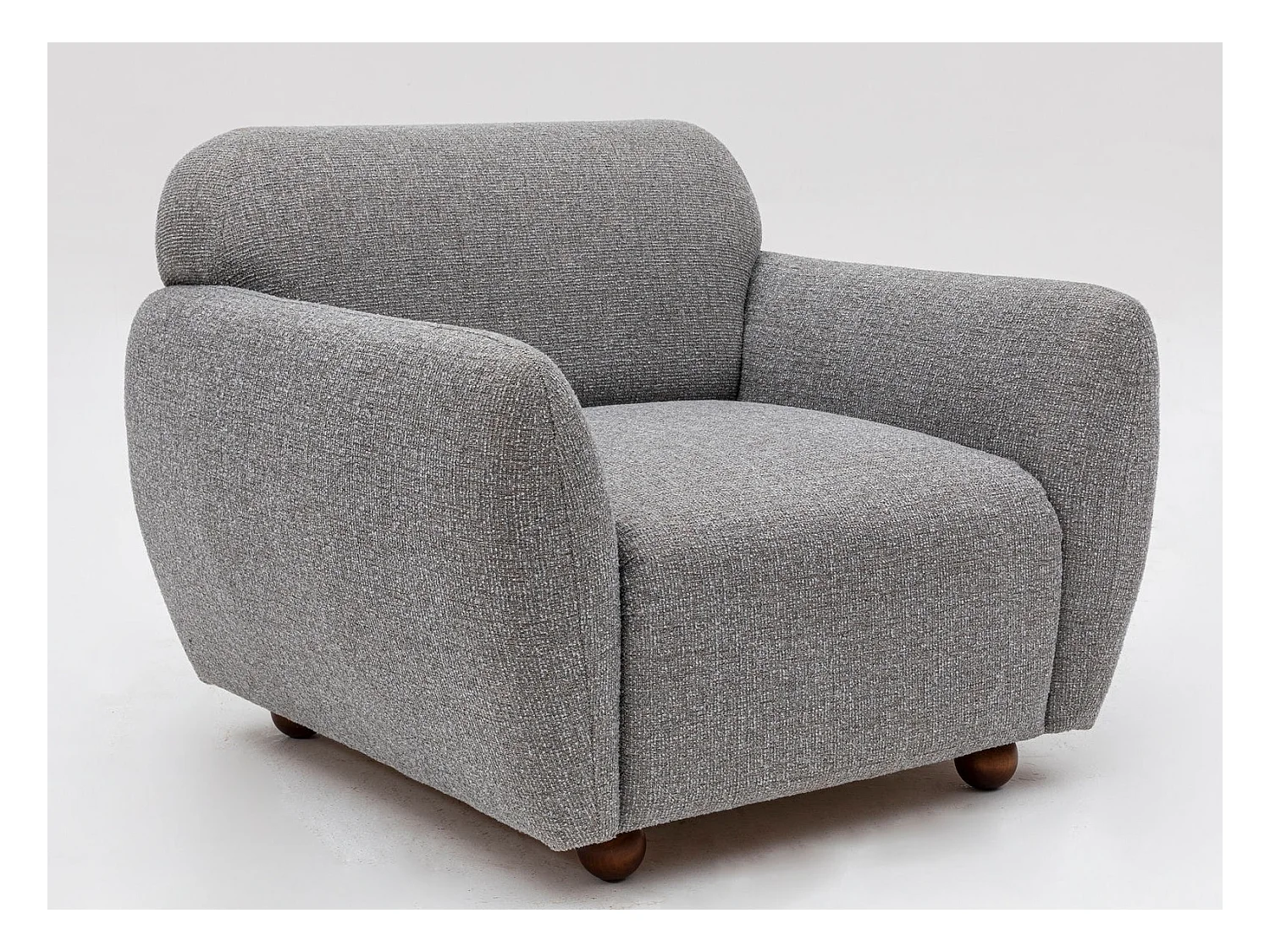Fauteuil moderne tissu gris clair Kelly 90cm
