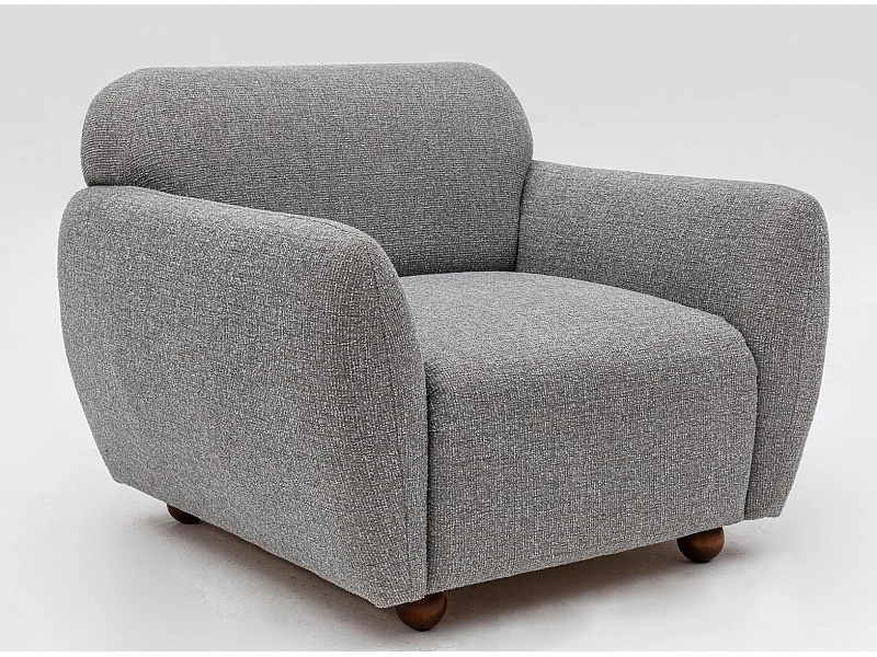 Fauteuil moderne tissu gris clair Kelly 90cm
