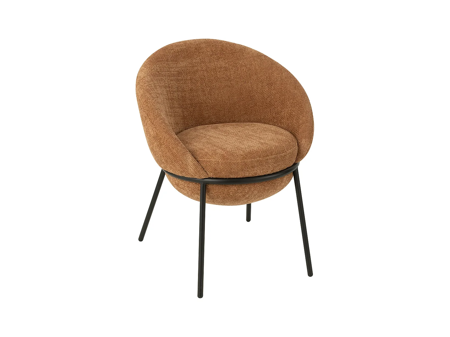 Lot de 2 fauteuils en tissu BOOBY – Structure en métal noir et design moderne-Terracotta