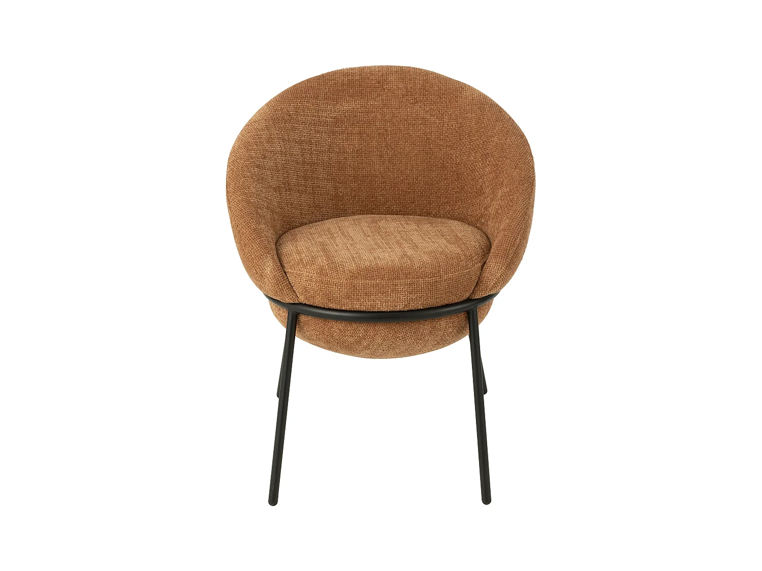 Lot de 2 fauteuils en tissu BOOBY – Structure en métal noir et design moderne-Terracotta