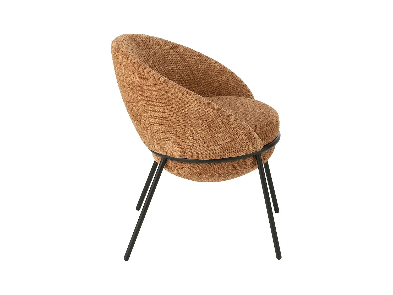 Lot de 2 fauteuils en tissu BOOBY – Structure en métal noir et design moderne-Terracotta