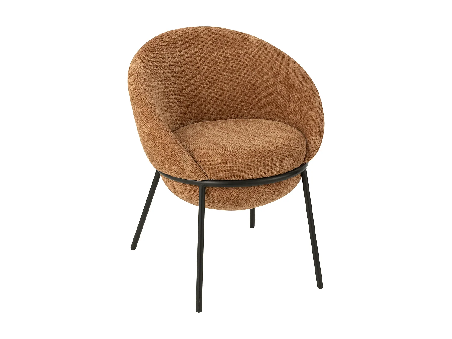 Lot de 2 fauteuils en tissu BOOBY – Structure en métal noir et design moderne-Terracotta