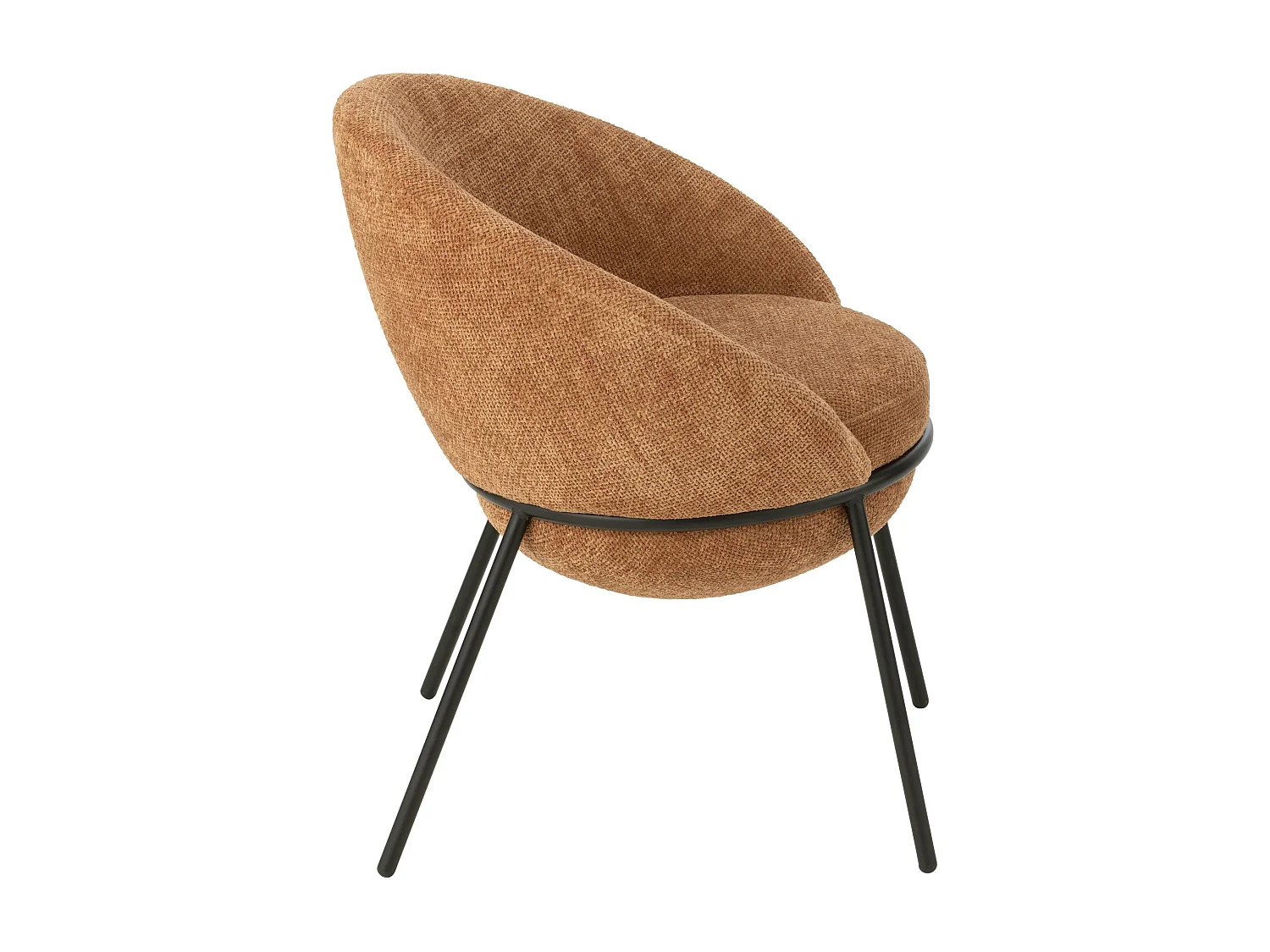 Lot de 2 fauteuils en tissu BOOBY – Structure en métal noir et design moderne-Terracotta