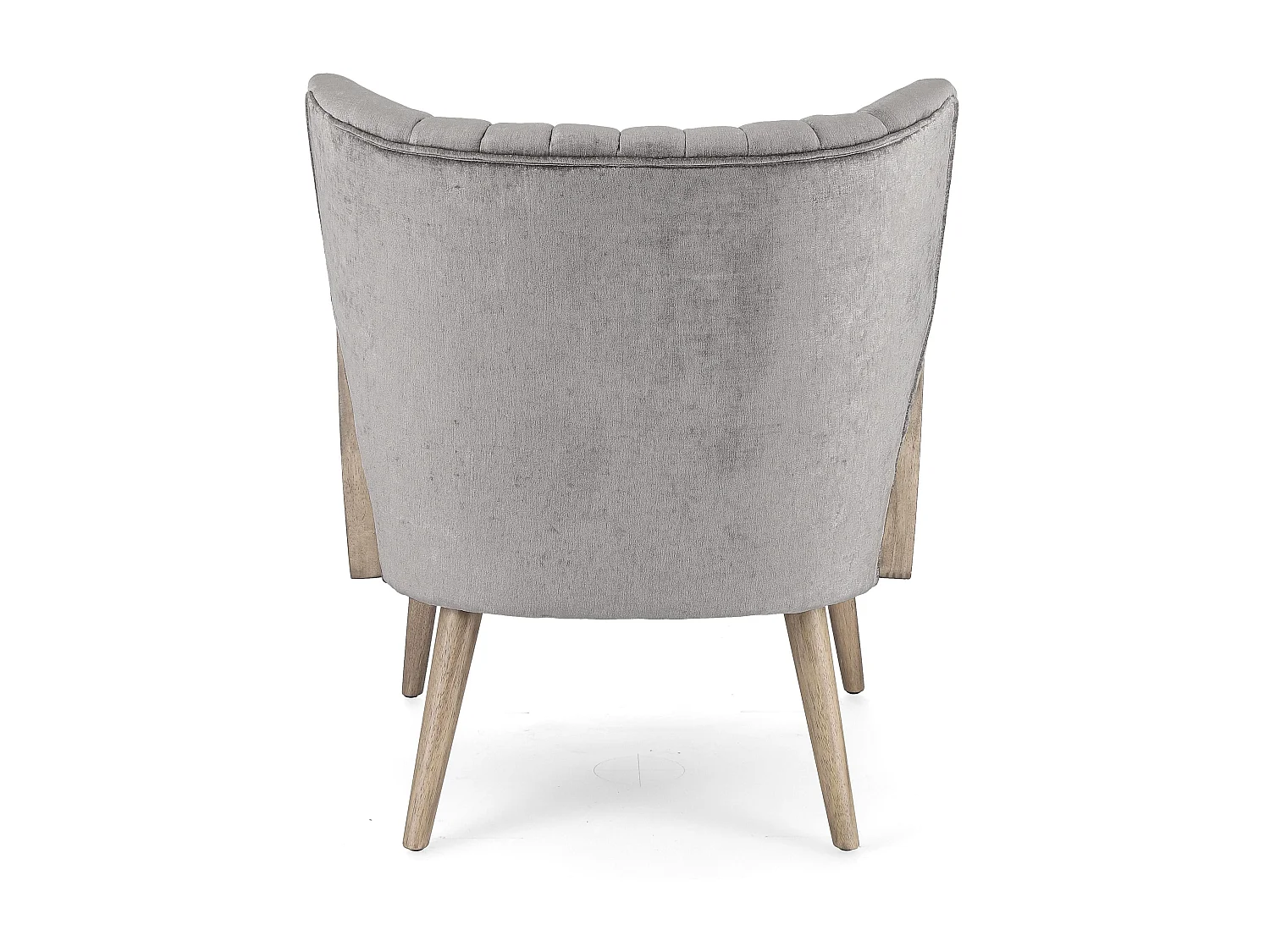 Fauteuil en bois naturel et rotin assise velours gris Rucha 64cm