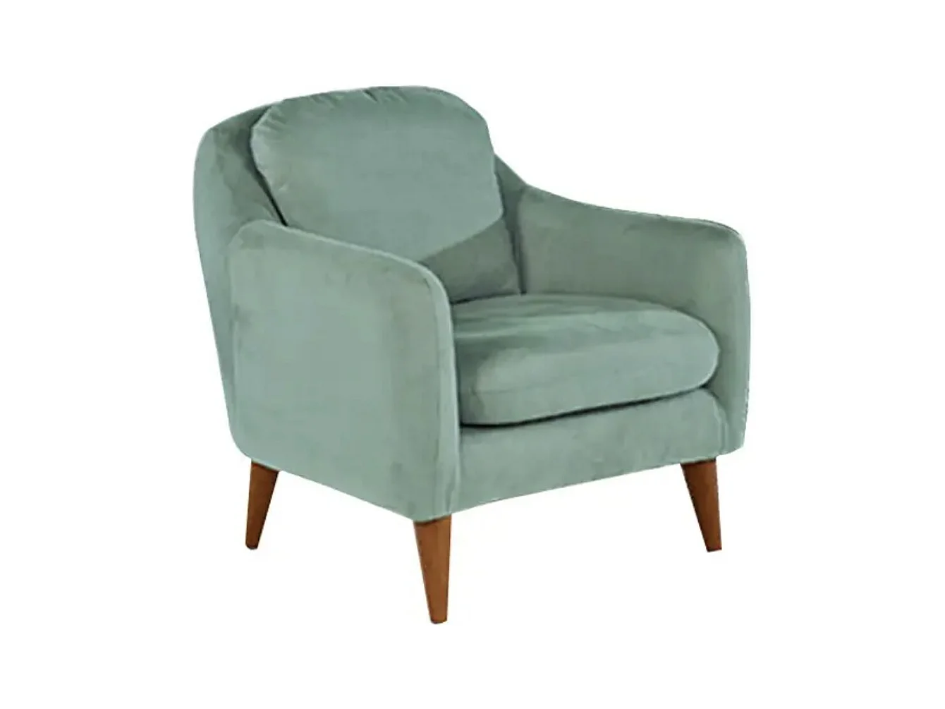 Sillón de tela verde claro y patas de madera natural Shekal 71 cm