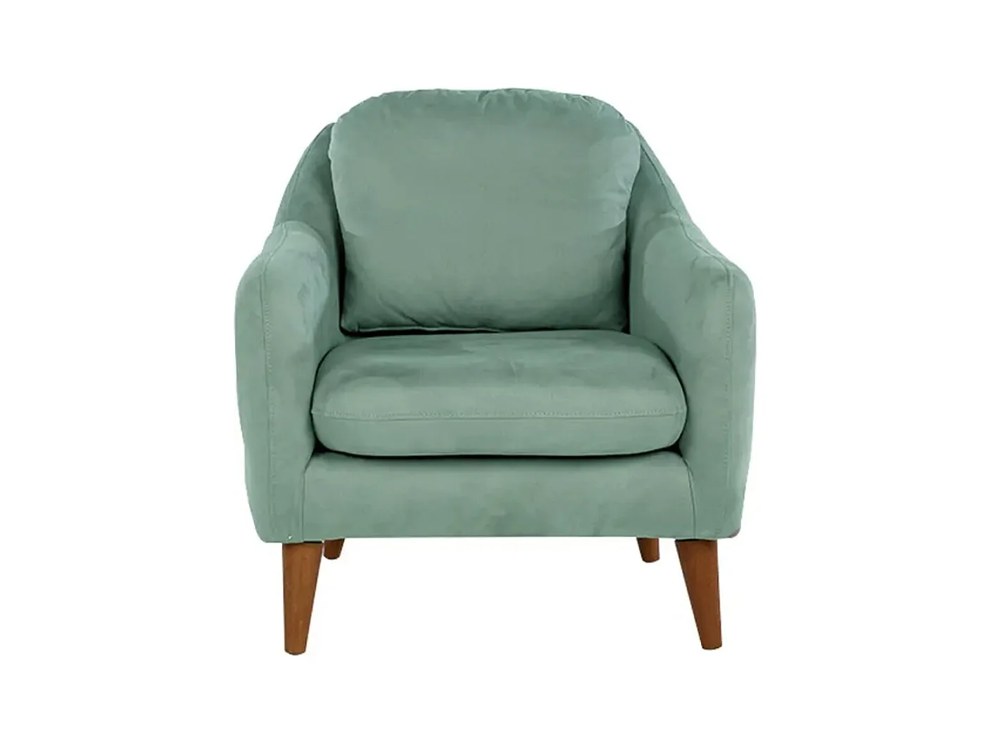 Sillón de tela verde claro y patas de madera natural Shekal 71 cm