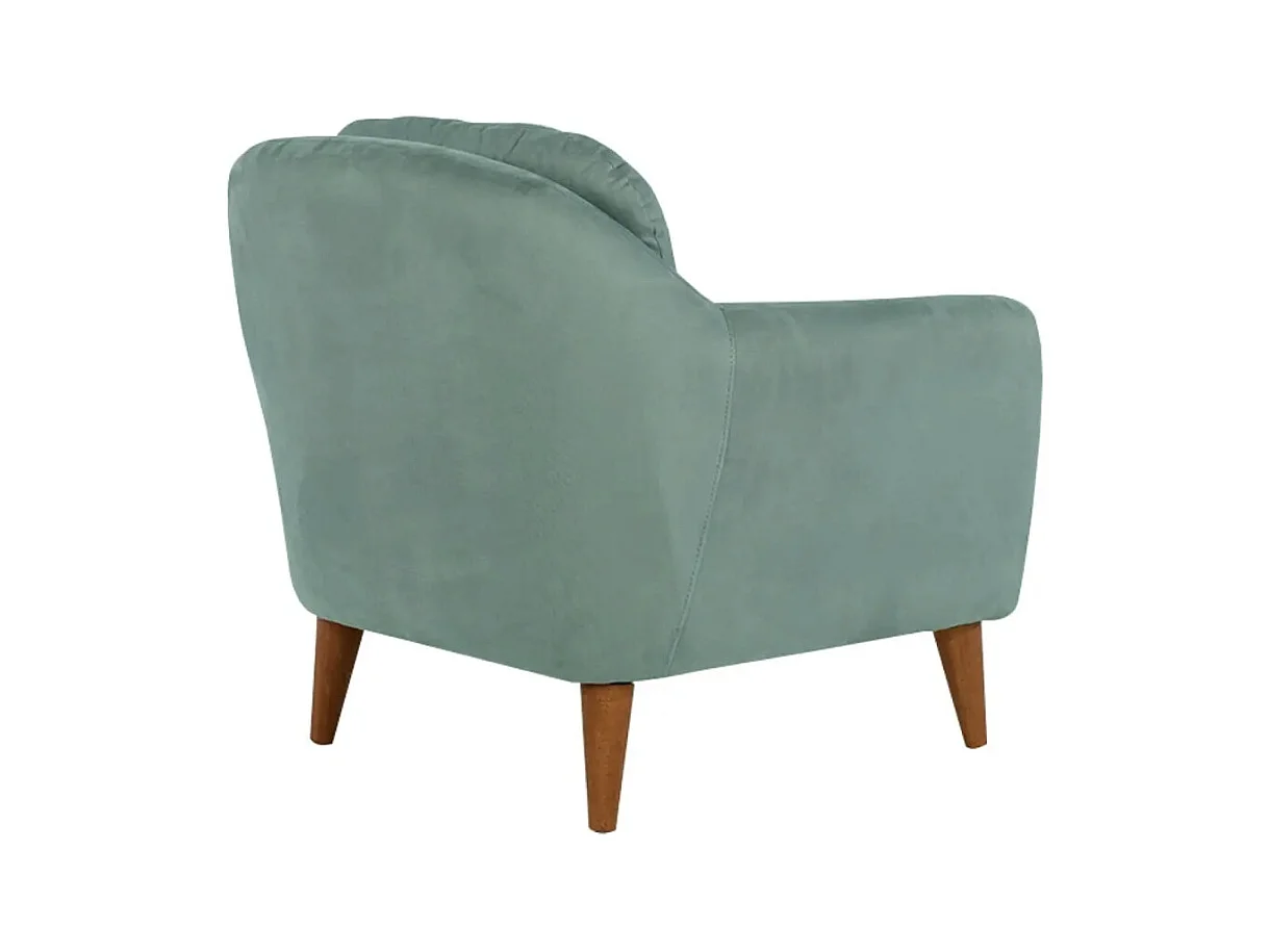 Sillón de tela verde claro y patas de madera natural Shekal 71 cm
