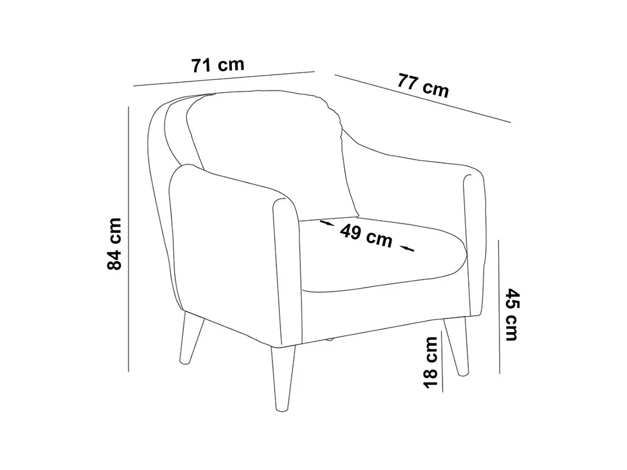 Sillón de tela verde claro y patas de madera natural Shekal 71 cm