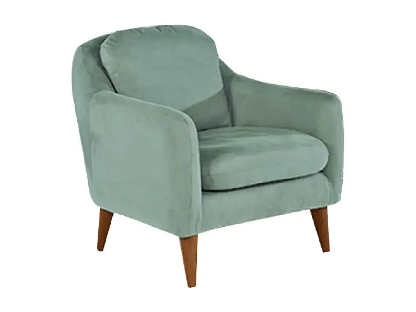 Fauteuil tissu vert clair et pieds bois naturel Shekal 71cm