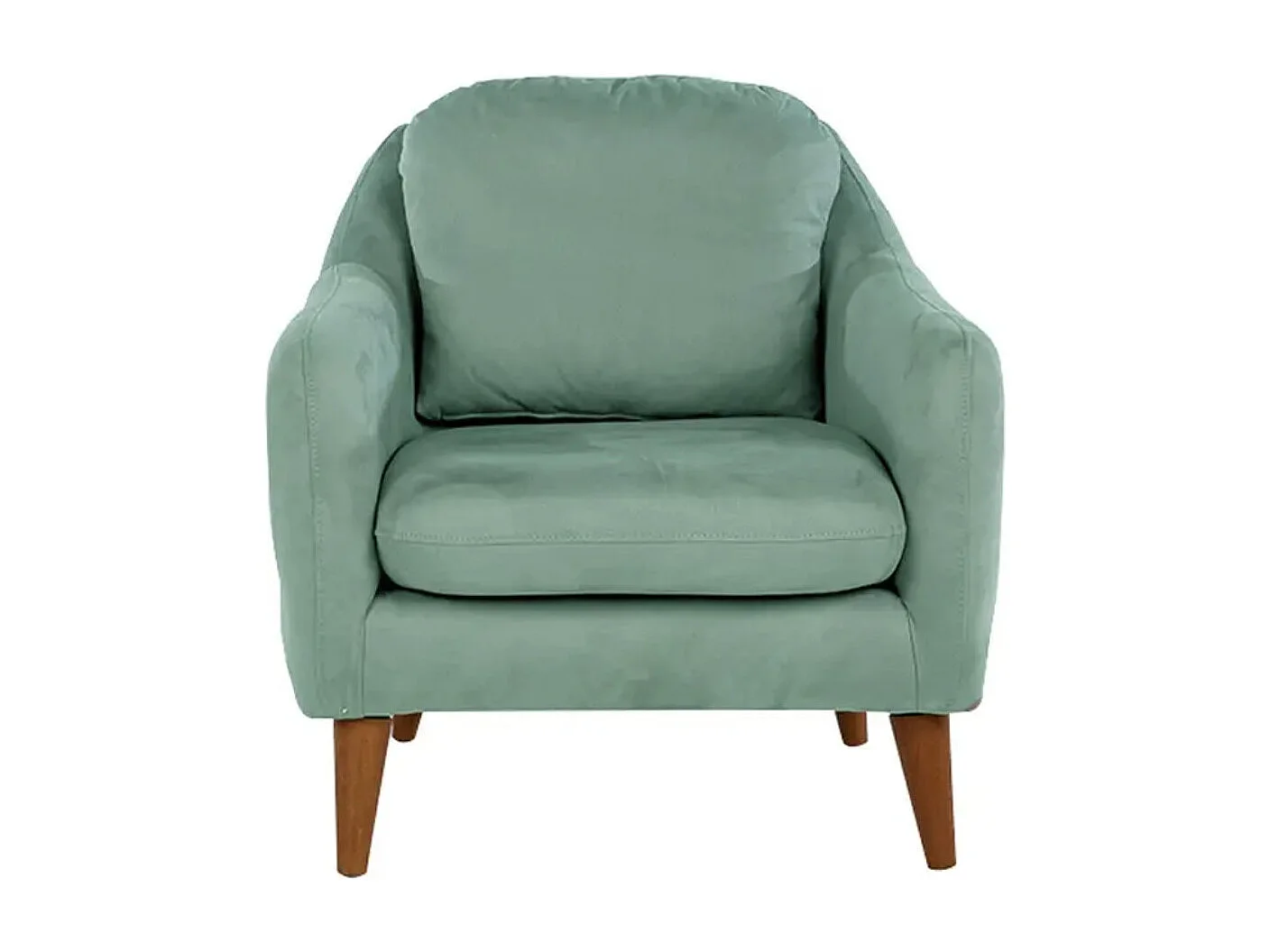 Fauteuil tissu vert clair et pieds bois naturel Shekal 71cm