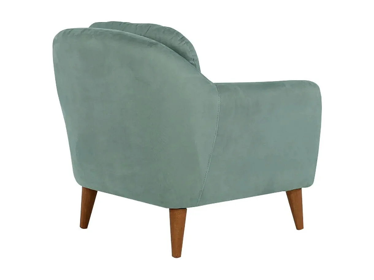 Fauteuil tissu vert clair et pieds bois naturel Shekal 71cm