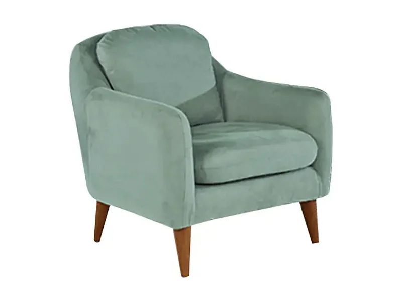 Fauteuil tissu vert clair et pieds bois naturel Shekal 71cm