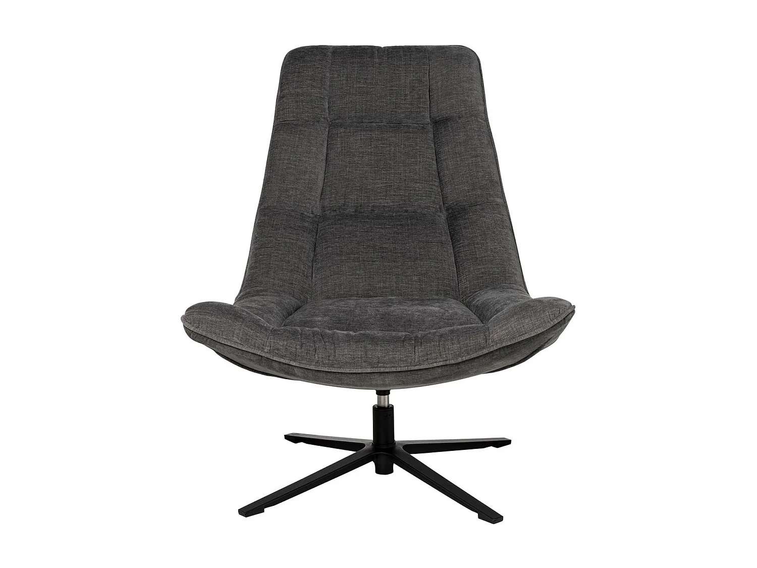Fauteuil assise large rotatif à 360º tissu gris foncé matelassé Farma 83cm