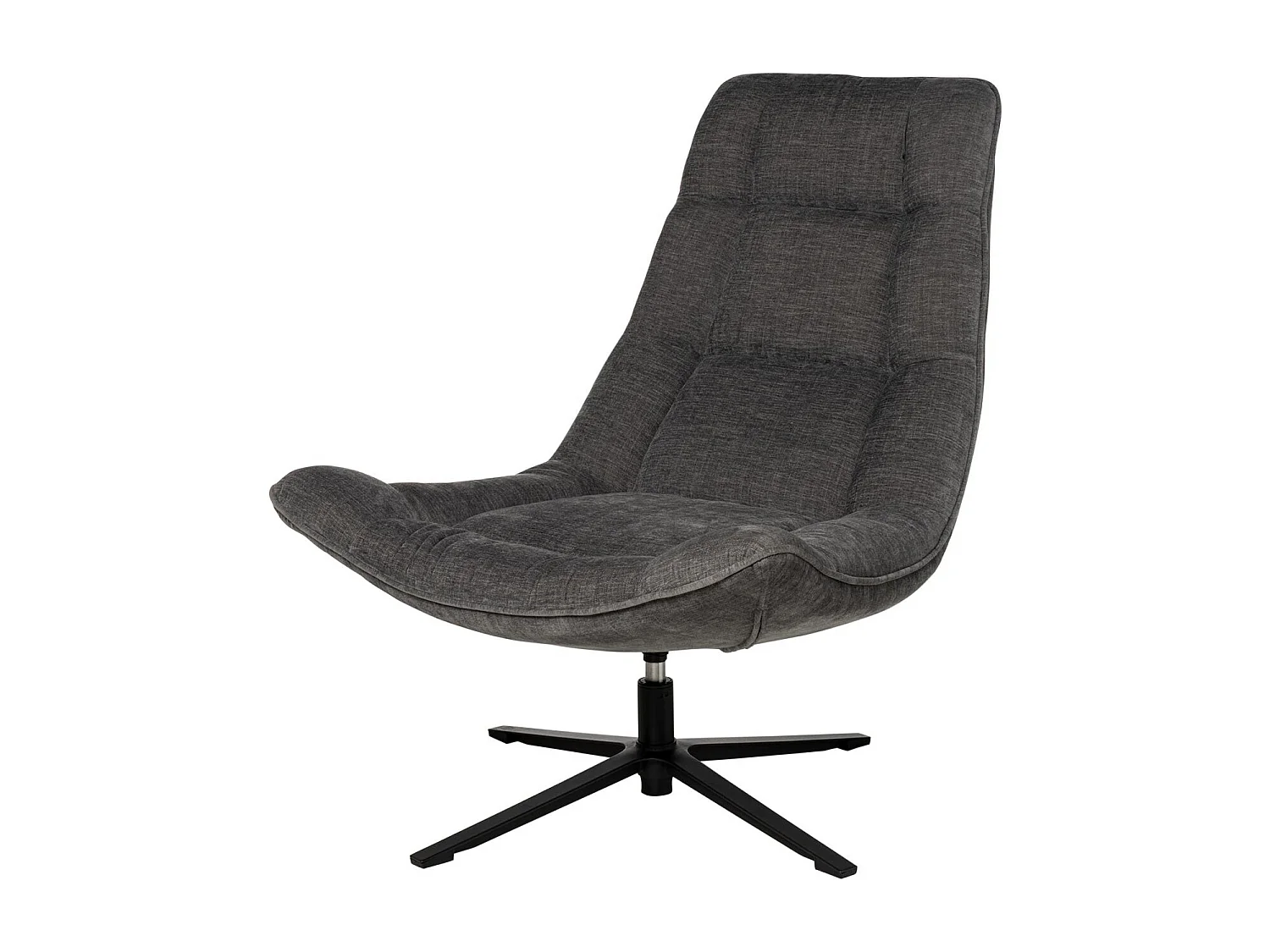 Fauteuil assise large rotatif à 360º tissu gris foncé matelassé Farma 83cm