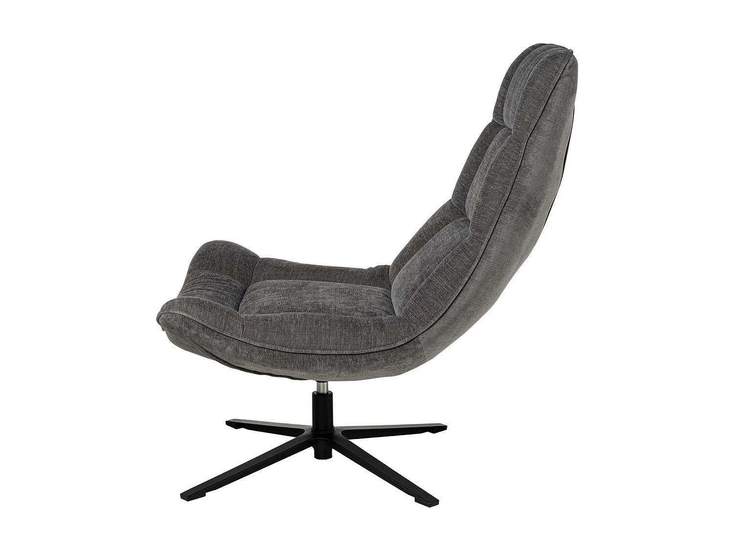 Fauteuil assise large rotatif à 360º tissu gris foncé matelassé Farma 83cm