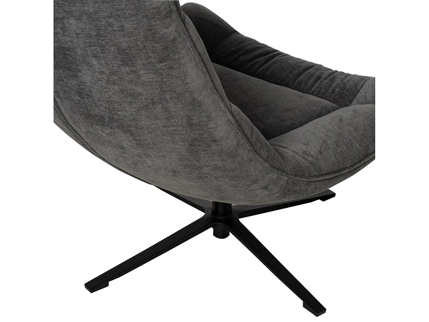 Fauteuil assise large rotatif à 360º tissu gris foncé matelassé Farma 83cm