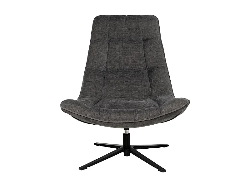 Fauteuil assise large rotatif à 360º tissu gris foncé matelassé Farma 83cm