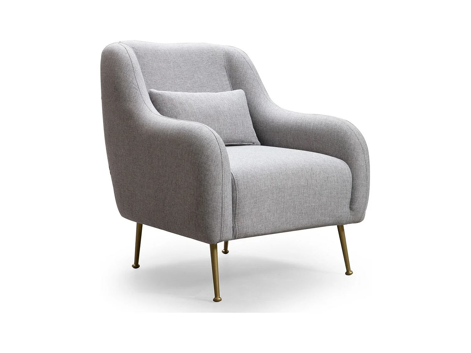Fauteuil moderne tissu gris et piéds métal doré Kezila 78cm