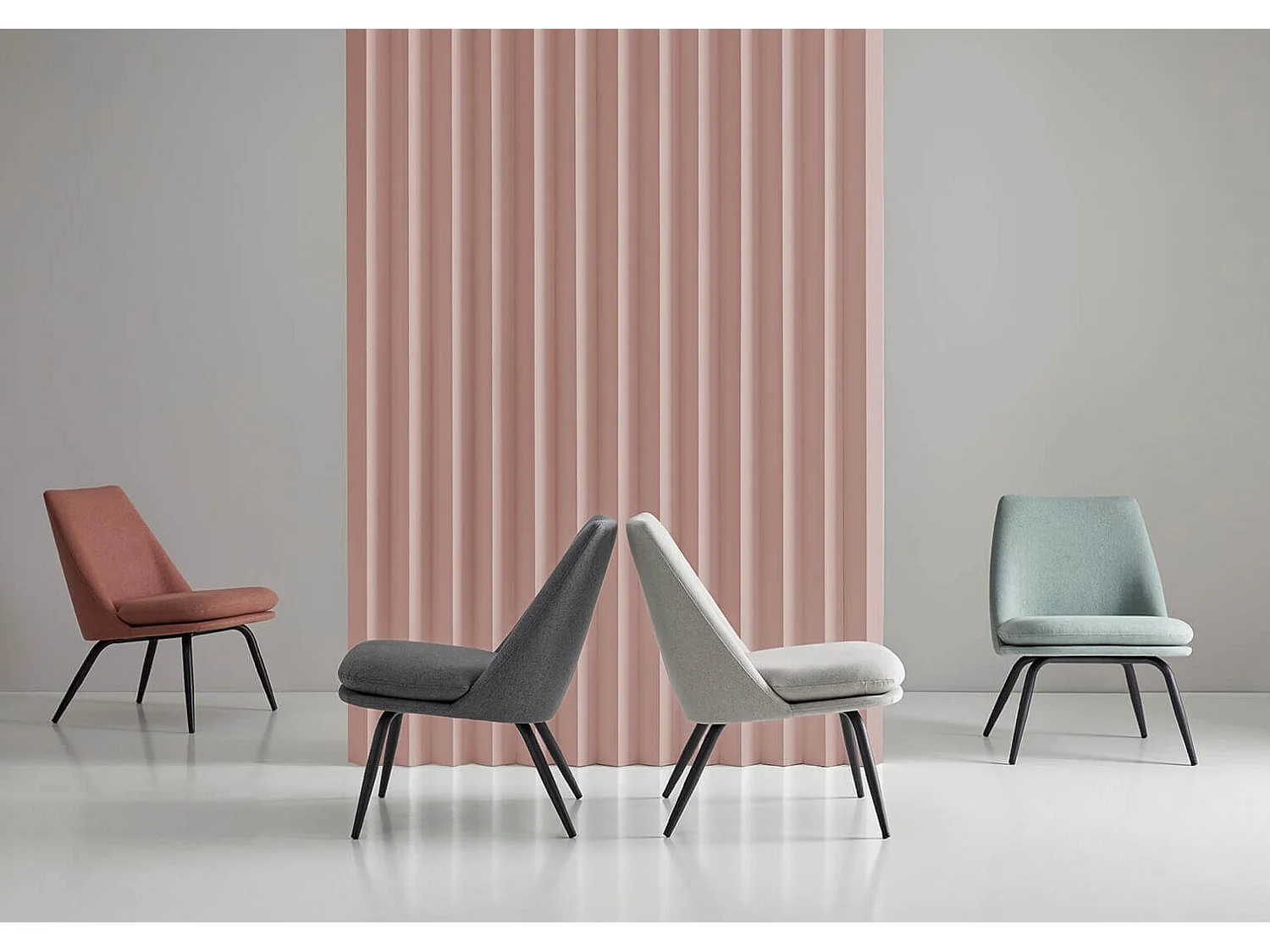 Fauteuil Mory - Confort moderne en tissu avec pieds métal noir-Gris clair