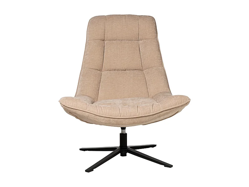 Fauteuil assise large rotatif à 360º tissu beige matelassé FARMA