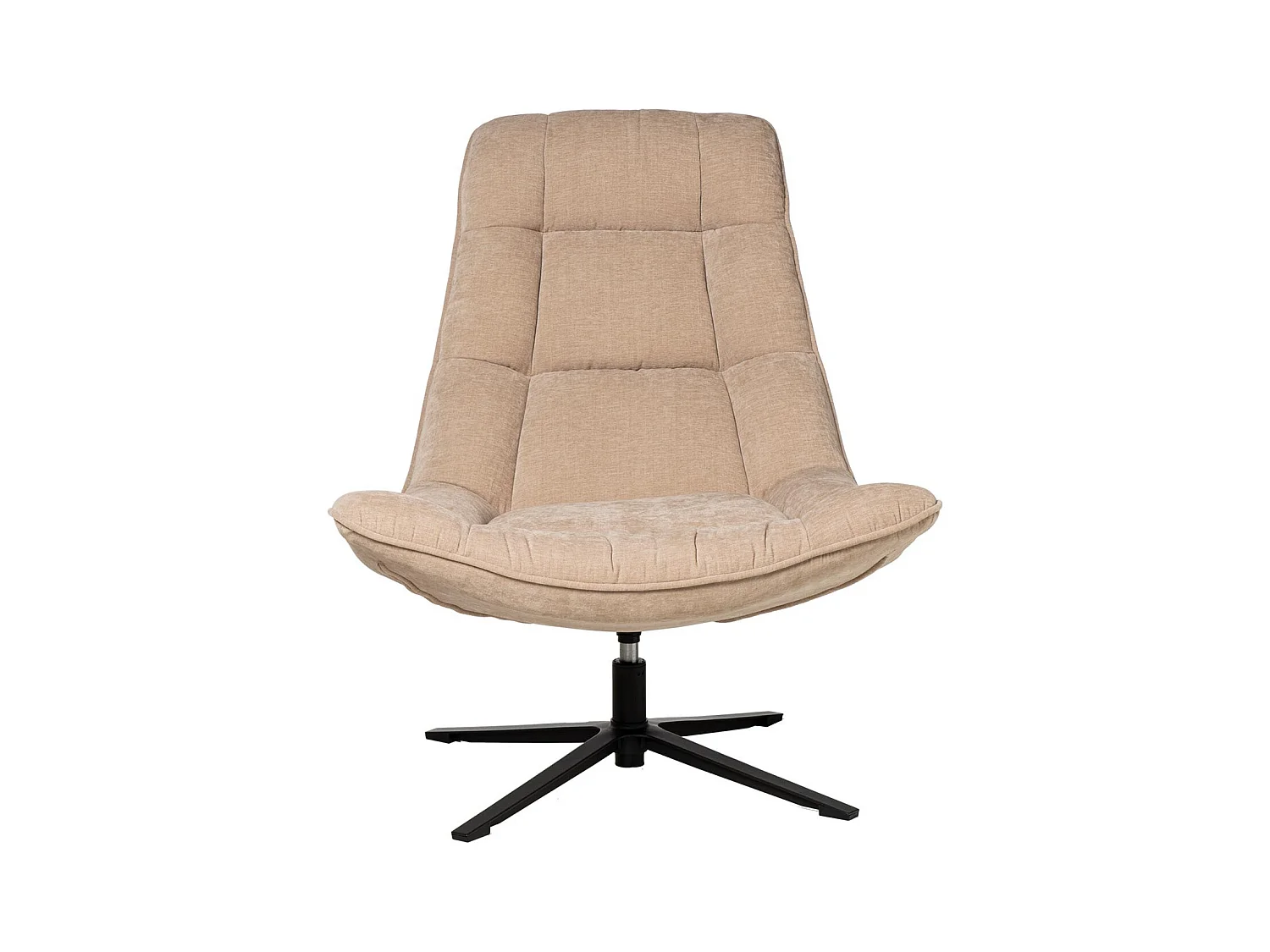 Fauteuil assise large rotatif à 360º tissu beige matelassé FARMA