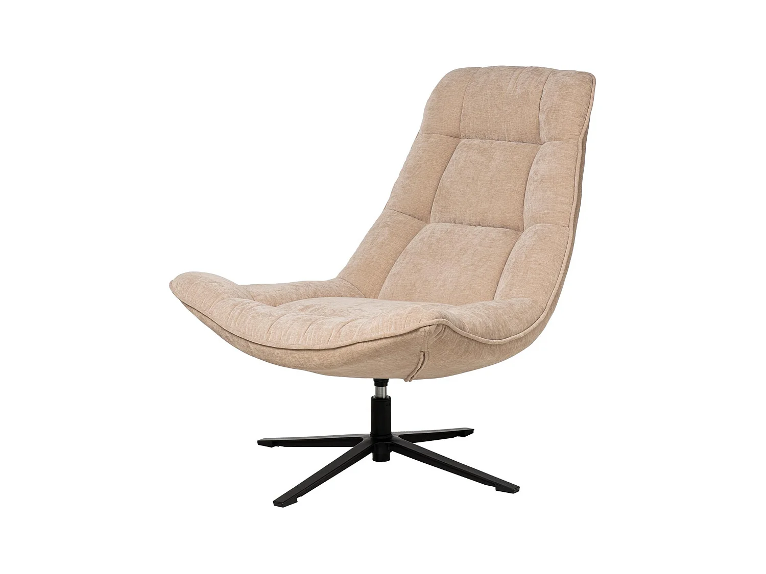 Fauteuil assise large rotatif à 360º tissu beige matelassé FARMA