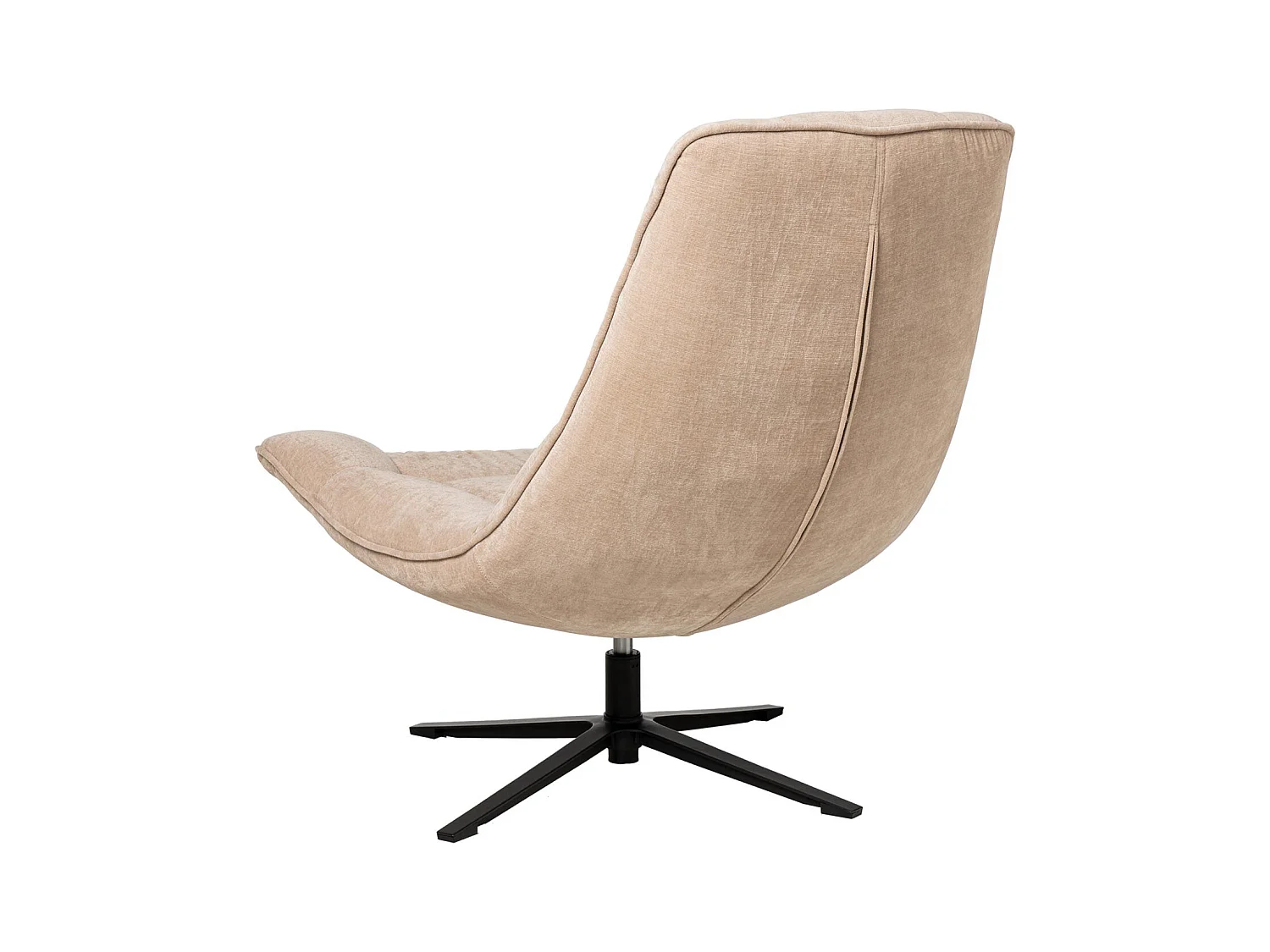 Fauteuil assise large rotatif à 360º tissu beige matelassé FARMA