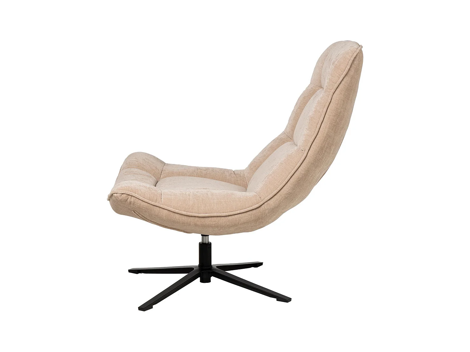 Fauteuil assise large rotatif à 360º tissu beige matelassé FARMA