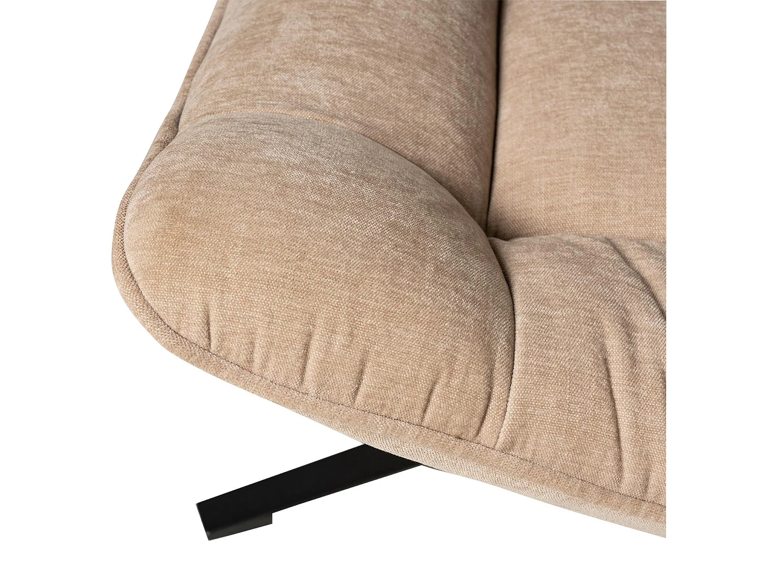 Fauteuil assise large rotatif à 360º tissu beige matelassé FARMA