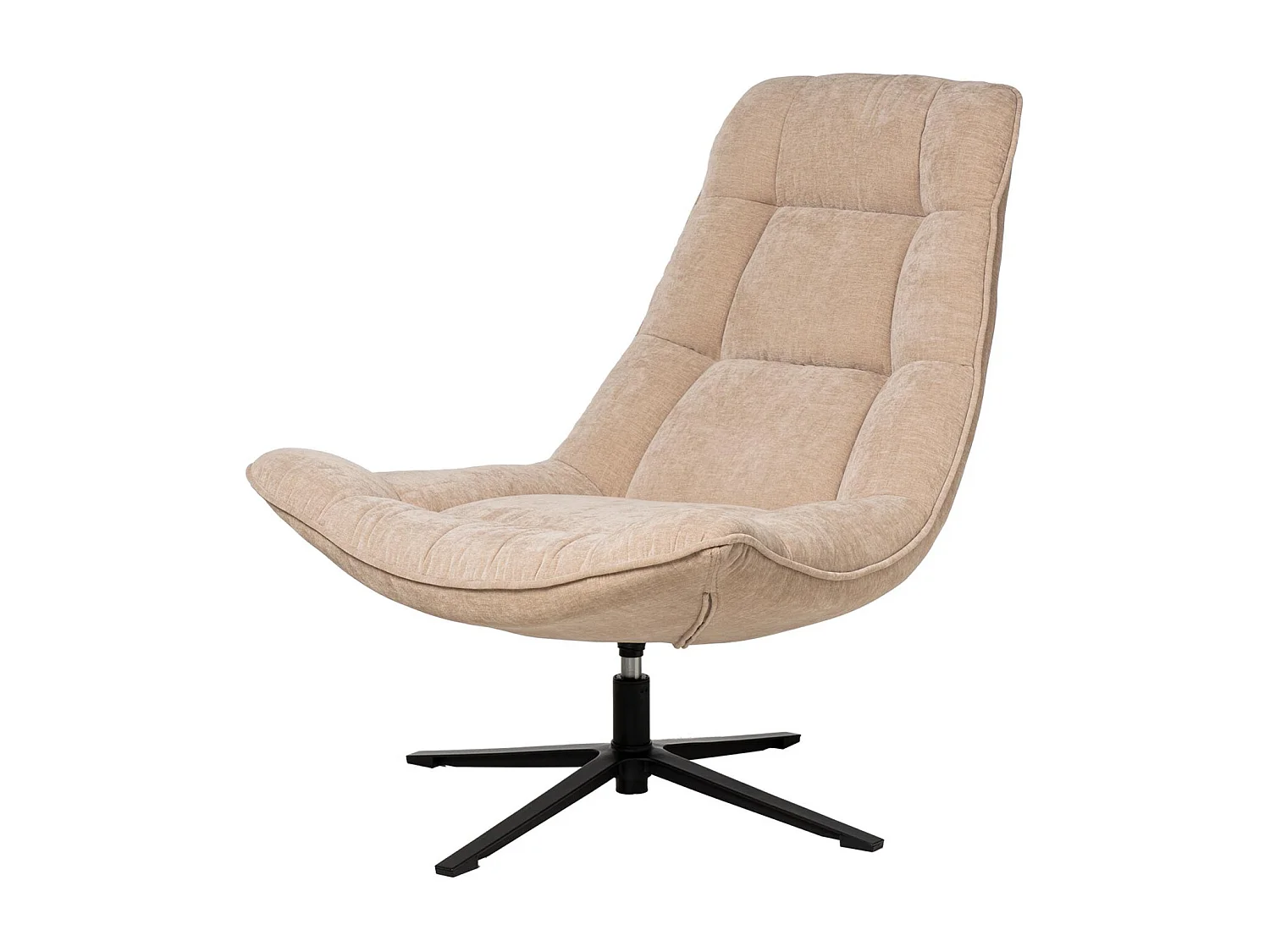 Fauteuil assise large rotatif à 360º tissu beige matelassé FARMA