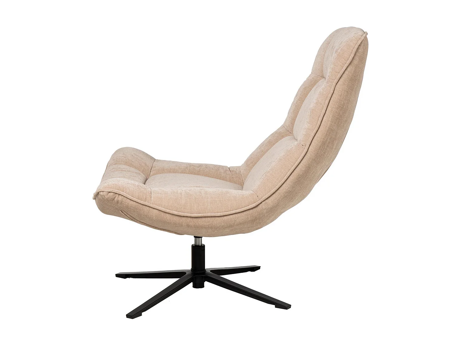 Fauteuil assise large rotatif à 360º tissu beige matelassé FARMA