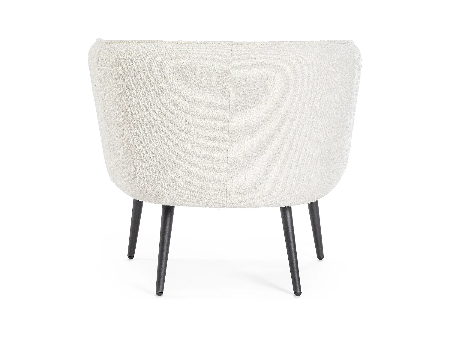 Fauteuil moderne tissu doux bouclé blanc et pieds acier noir Kadole 76cm