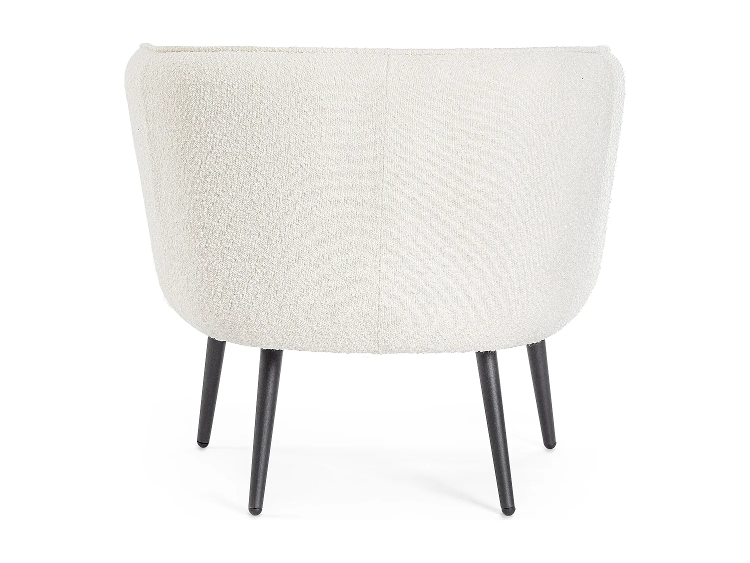 Fauteuil moderne tissu doux bouclé blanc et pieds acier noir Kadole 76cm
