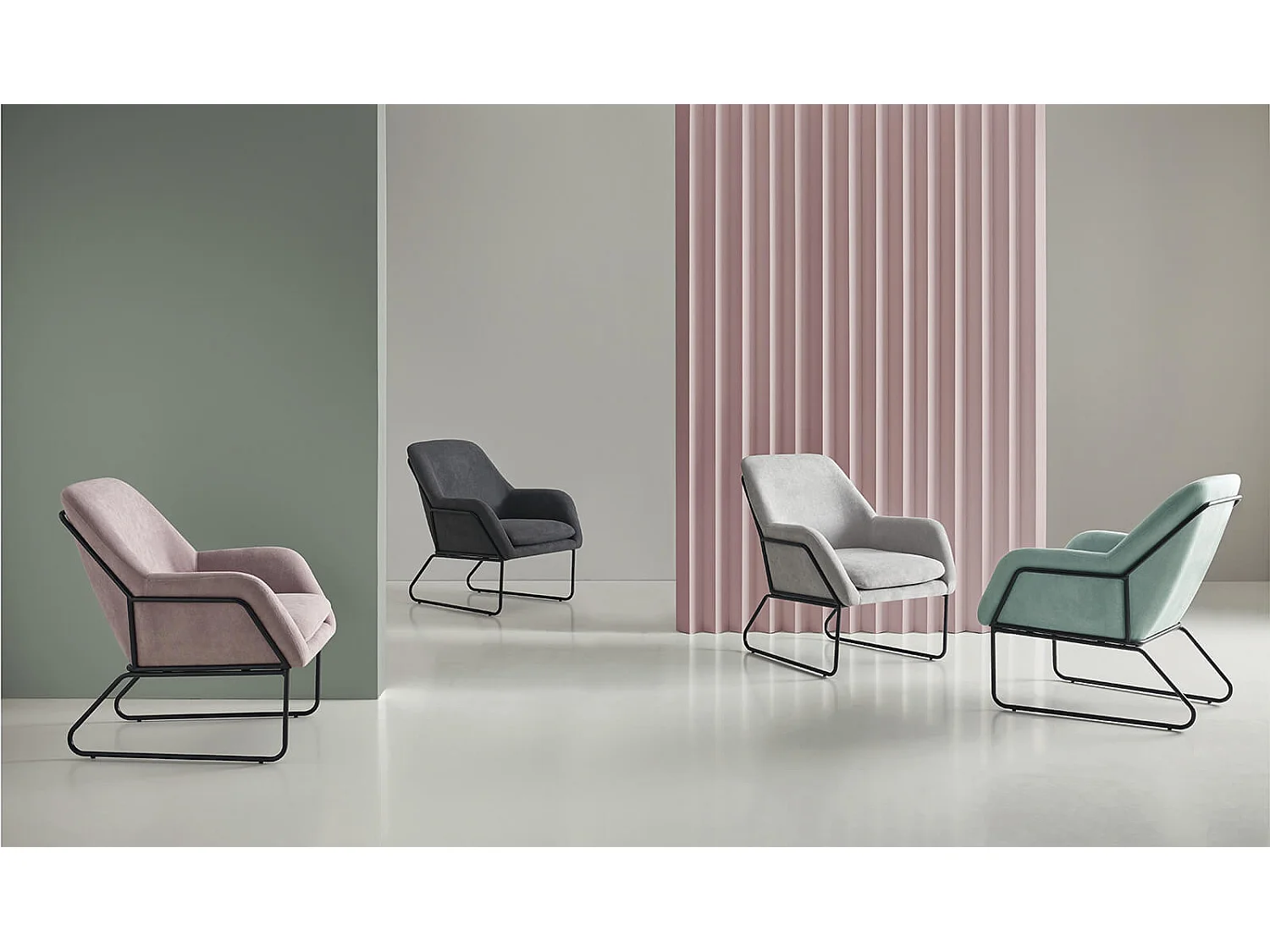 Fauteuil design tissu gris foncé Bouka 74cm