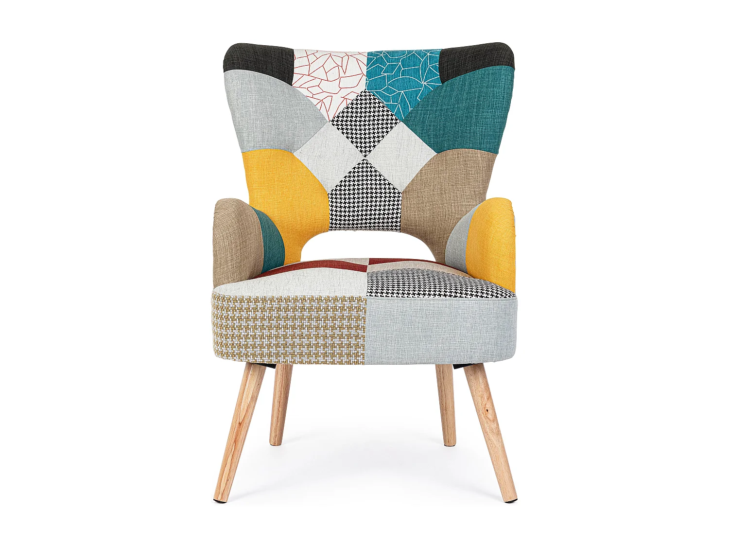 Fauteuil en bois de pin multicolore Arlequin
