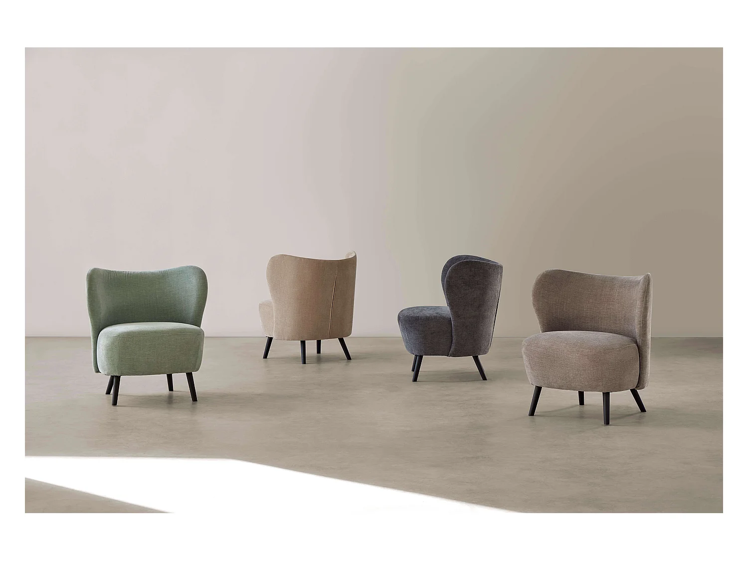 Fauteuil confortable tissu beige clair Korta 75cm