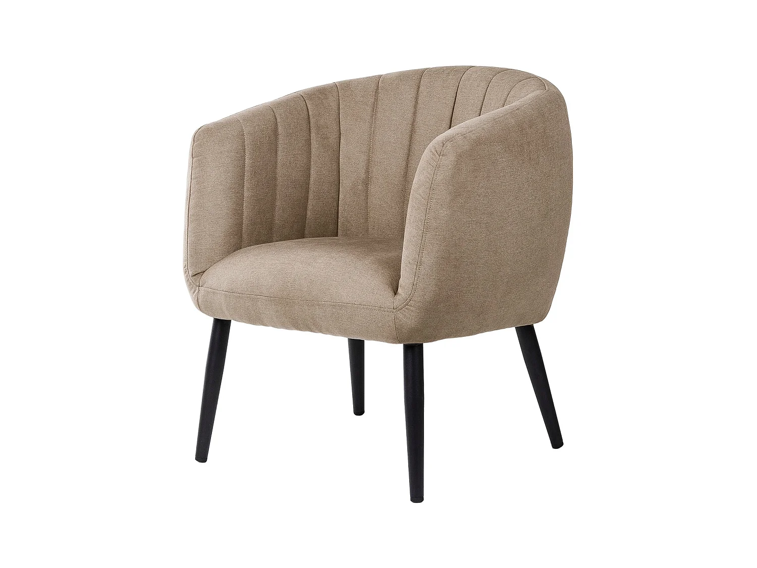 Fauteuil confortable tissu marron clair et pieds métal noir Vina 68cm