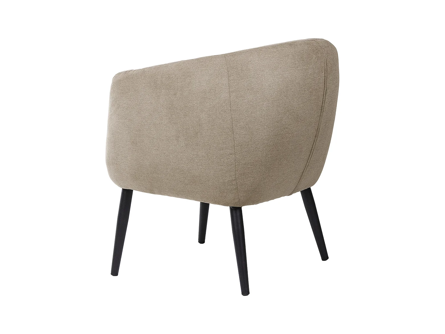 Fauteuil confortable tissu marron clair et pieds métal noir Vina 68cm