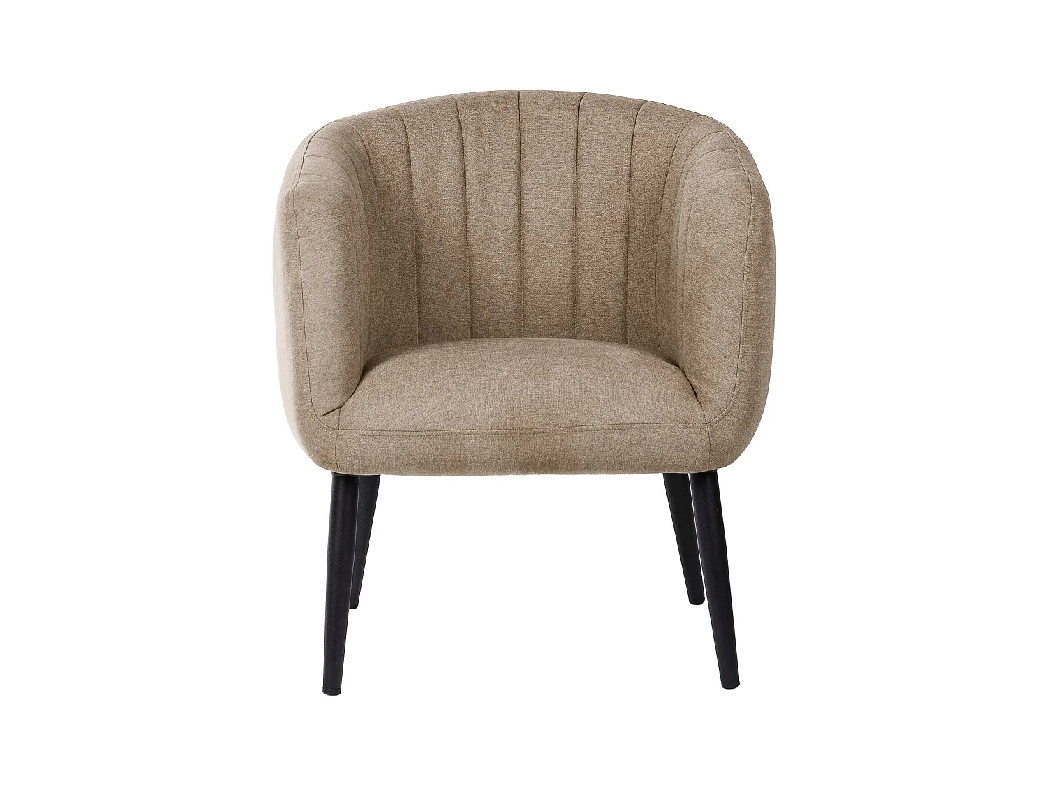 Fauteuil confortable tissu marron clair et pieds métal noir Vina 68cm