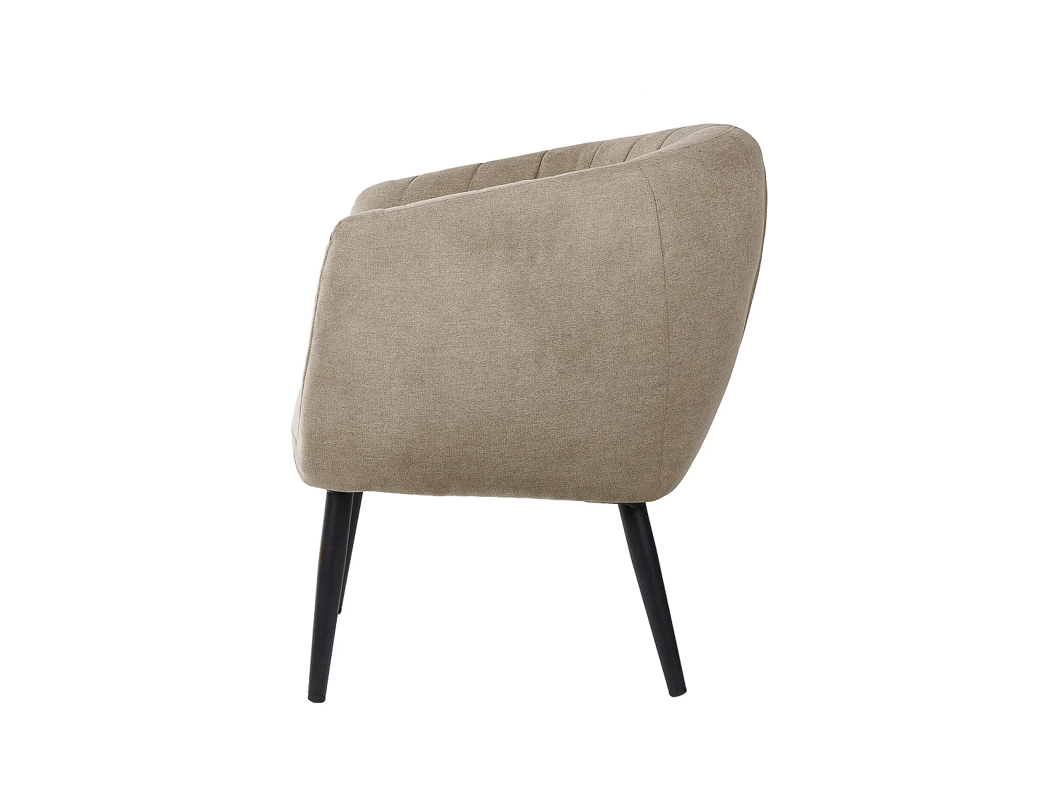 Fauteuil confortable tissu marron clair et pieds métal noir Vina 68cm