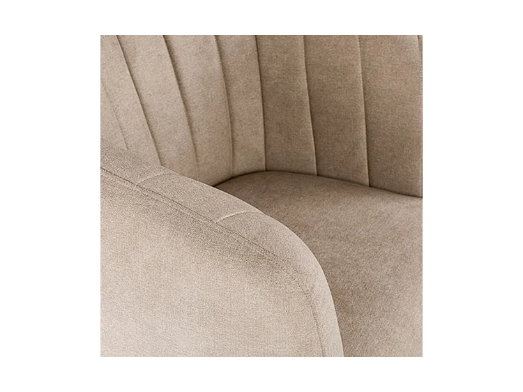 Fauteuil confortable tissu marron clair et pieds métal noir Vina 68cm