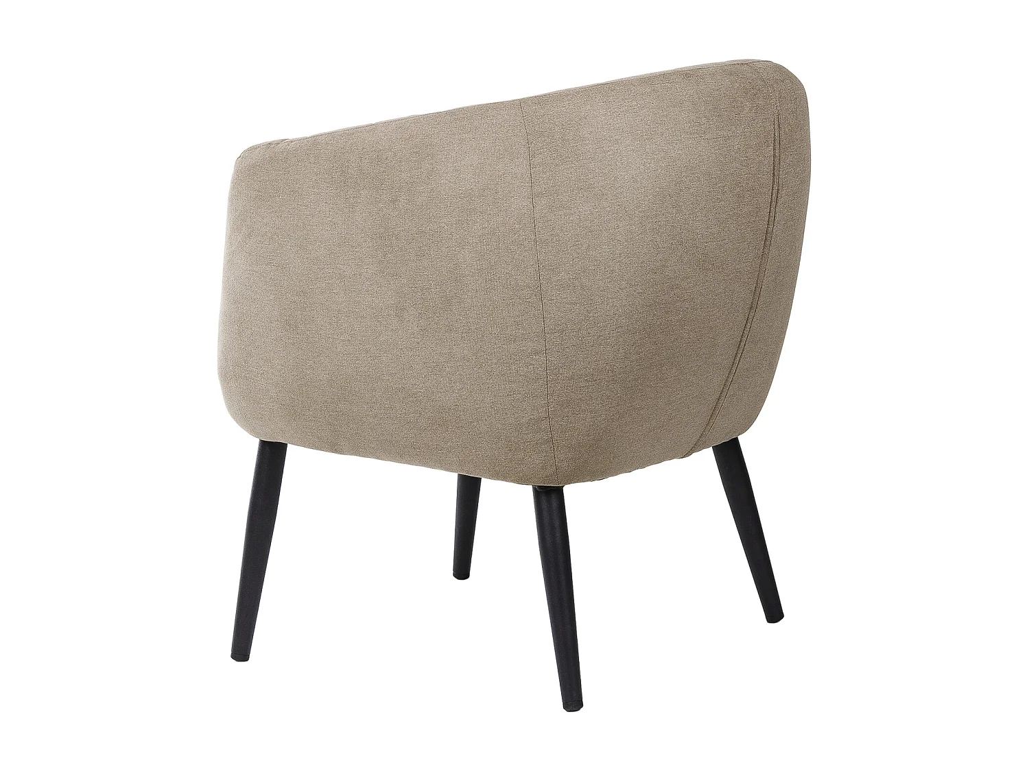 Fauteuil confortable tissu marron clair et pieds métal noir Vina 68cm