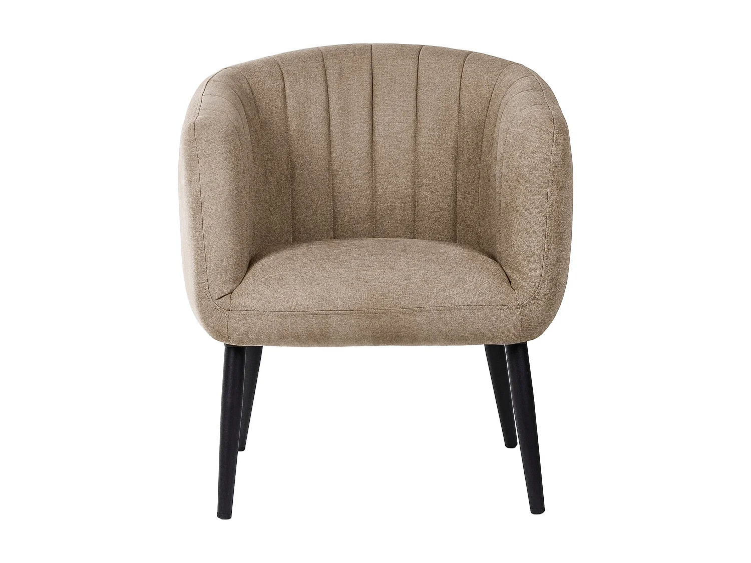 Fauteuil confortable tissu marron clair et pieds métal noir Vina 68cm